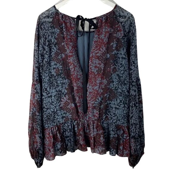 Cinq a Sept  silk floral peplum blouse XS - Picture 2 of 7